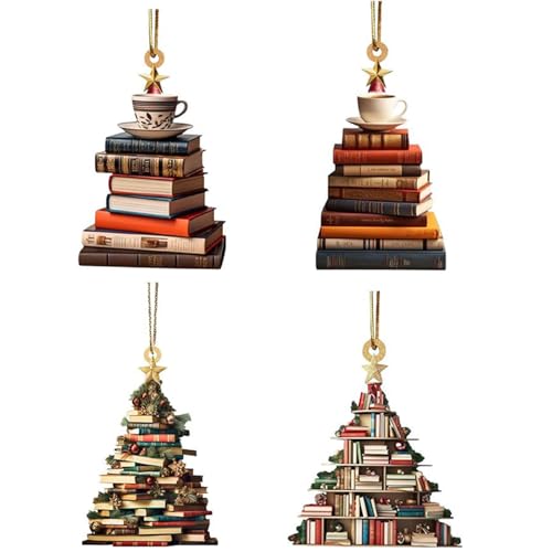 ZOUBAOQ Weihnachtsbaumschmuck, 2D-Bücher, gestapelt,...