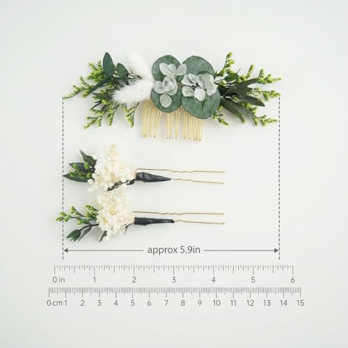 Set de Peine y Horquillas con Flores Secas para Decoración miniatura 4