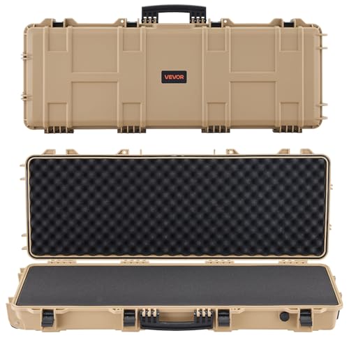 VEVOR Rifle Case, Rifle Hard Case with 4 Layers Fully-protective Foams, 42 inch Lockable Gun Storage with Wheels, IP67 Waterproof & Dustproof, for Rifle, Shotgun, Airsoft Gun, Khaki
