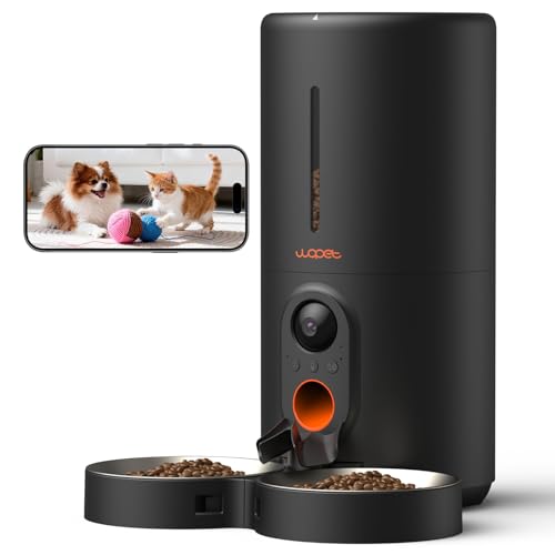 Image of WOPET Automatic Cat Feeder with Camera for Two Cats, 6L Smart Pet Feeder with 1080P HD Video & Night Vision, 5G /2.4G WiFi Cat Dog Feeder, 2-Way Audio, SD Card Storage, Up to 10 Meals per Day