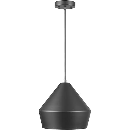 GLOBE65841 Amara 1-Light Pendant Lighting, Matte Black, Gold Interior, Bulb Not Included
