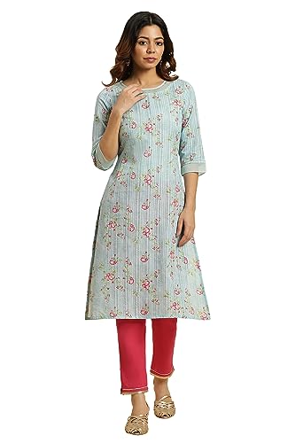Image of W for Woman Women's Cotton Relaxed Fit Casual Floral Printed Light Festive Kurta