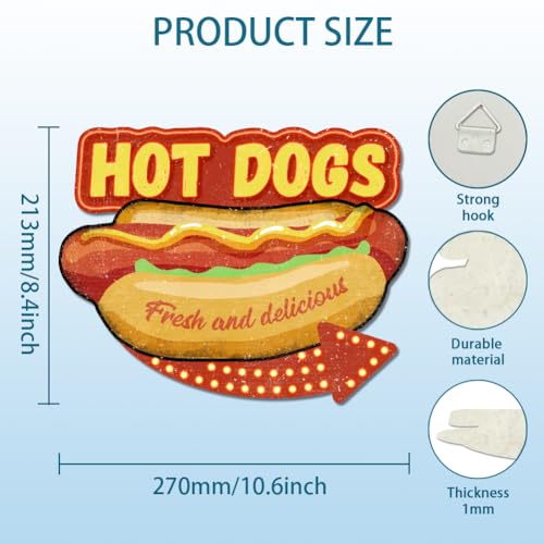 Paredes aburridas solucionadas con el letrero de metal de Hot Dogs retro para hogar y negocios 3