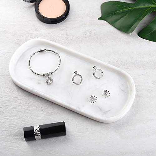 Luxspire Vanity Tray, Toilet Tank Oval Storage Tray, Resin Marble Pattern Bathtub Tray, Bathroom Countertop Organization… - Image 4