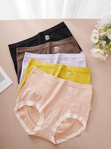Image of Women's High Waisted Underwear Tummy Control Ladies Panties Postpartum Briefs Breathable Full Coverage 4 Pack