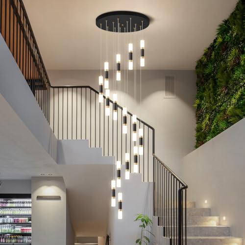 Lustre moderne noir LED variable 15 têtes carrées avec télécommande - 3