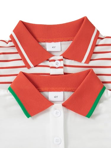 Girl Short Sleeve Polo School Kids Button Up Casual Breathable Cute Print Tops 2pcs Pack4