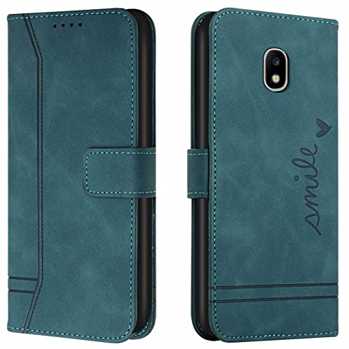 Lihondar Funda para Samsung Galaxy J330 / J3 2017, Carcasa Samsung J330 / J3 2017 con Tapa y Tarjetero Billetera, Capa Tipo Libro Flip Case Wallet, Telefono Cubrir Móvil Cover Piel Protector (Verde)
