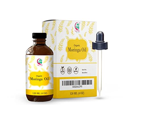 Organic MORINGA OIL for Skin Care - aceite de moringa - (4 fl oz/120ml ) | Extracted from worlds best PKM1 Moringa Seeds | 100% Pure & Organic Anti Aging Oil