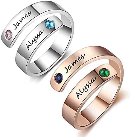 Amazon Dameijewelry ジュエリー 刻印 リング レデイーズ 婚約指輪 シルバー ピンクゴールド 女性 リング カスタマイズ 家族 恋人 子供 名前入り 誕生日 ボックス付き Silver Rosegold リング 通販