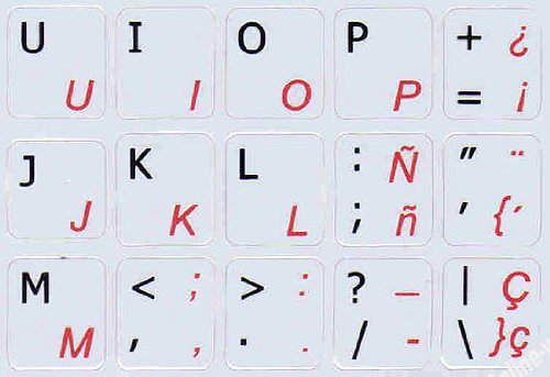 Pegatinas de teclado inglés tradicional español gris miniatura 3