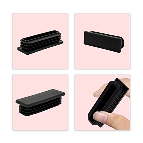 Image of Flyshop Chair Glide Inserts, Black, 25 x 75 mm (1 inch x 3 inch) | 8 Pack, Plastic Plugs, Rectangle Pipe Tubing End Caps