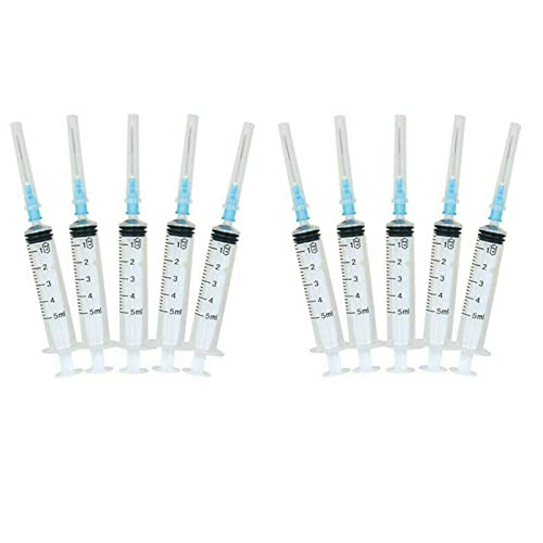 Bodya 10 Siringhe Industriali In Plastica Da 5 Ml Con Punta Fine E Tappo - Per Colla, Grasso, Oli