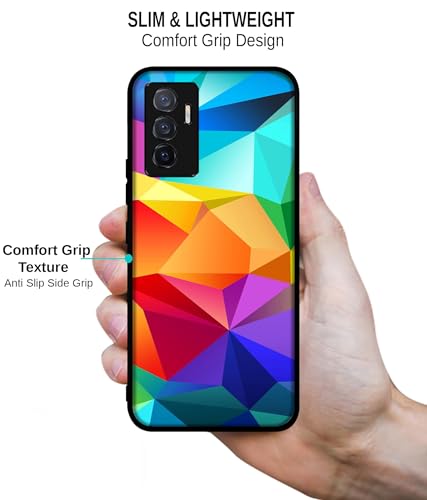 Image of Colorful Pattern Design Premium 2D Printed Metal Back Case Cover for Vivo V23E 5G / Y75 4G