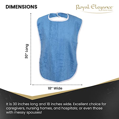 Elaine Karen X123 6 Pack Premium Adult Bibs - Bibs For Adults Men, Women; Eating Cloth For Elderly Seniors And Disabled, Adjustable, Terry Bib Clothing Protectors thumb #3