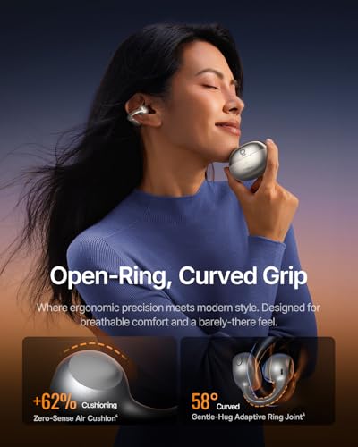 Image of Baseus Inspire XC1 Open Ear Clip-On Earbuds, Sound by Bose, Dolby Audio, Adaptive Tunning Sound, Hybrid 2-Way Driver, Zero-Sense Air Cushion, 4-Mic Adaptive Clear Calls, IP66 Waterproof, 40H Playtime