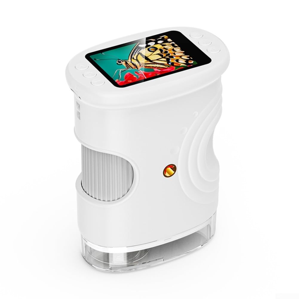 Rechargeable 1000X Digital Microscope with 2.0" IPS Screen, 1920x1080P Video, 8-LED Illumination & 600mAh — for STEM Education, Students and Hobbyists(White)