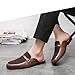RYNKOMA Men'S Leather Splicing Low Chunky Heel Clog Mules sandals With Adjustable Buckle fashion Velvet Comfortable Slip-On Flat slingback Half Dress Loafers Non-Slip Driving Business Smoking slippers (Brown,13,13)