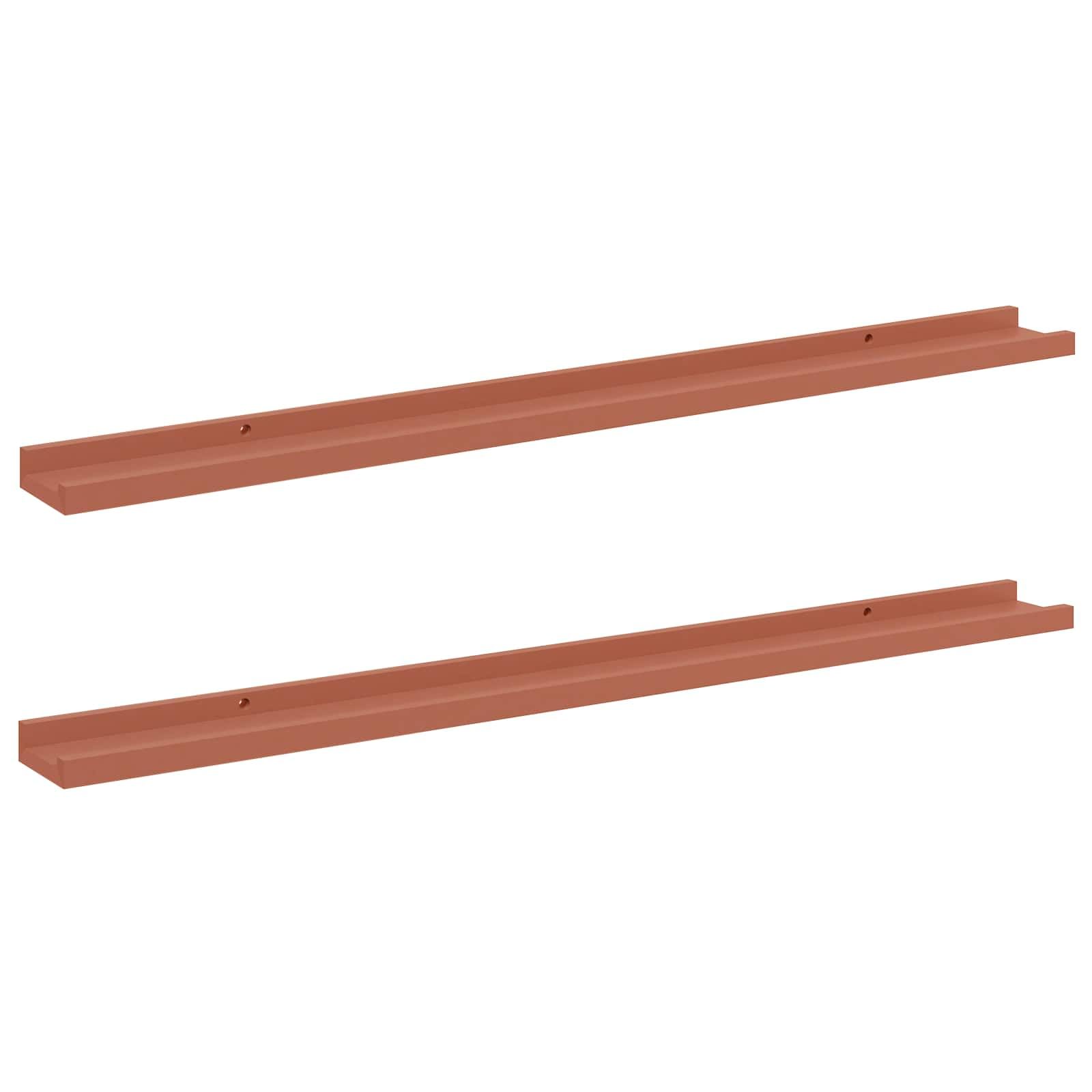 Lot de 2 étagères murales flottantes rouge 100cm pour salon