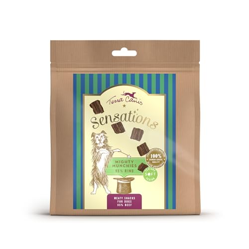Terra Canis Sensations - Mighty Munchies 90g I Softe Textur und besonders schmackhaft I Premium Snack für Hunde in 100% Lebensmittelqualität Aller Rohstoffe I Getreidefrei & glutenfrei (Rind)