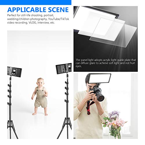 NEEWER 2er Pack 2.4G T120 LED Videoleuchte Set, dimmbare zweifarbige 3200-5600K Flächenleuchte mit umkehrbarem 150cm… – Bild 8
