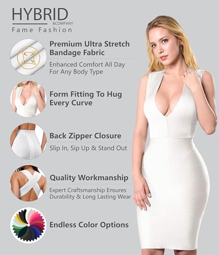 Image of Hybrid & Company Women's Elegant Bandage Dress | Stretch fabric, flattering bodycon fit, elegant silhouette, suitable for cocktail parties, events, and special occasions