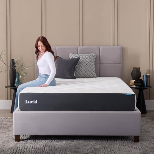 LUCID 10 Inch Memory Foam Mattress - Firm Feel - Infused with Bamboo Charcoal and Gel - Bed in a Box - Temperature Regulating - Pressure Relief - Breathable - Twin SizeTwin Size