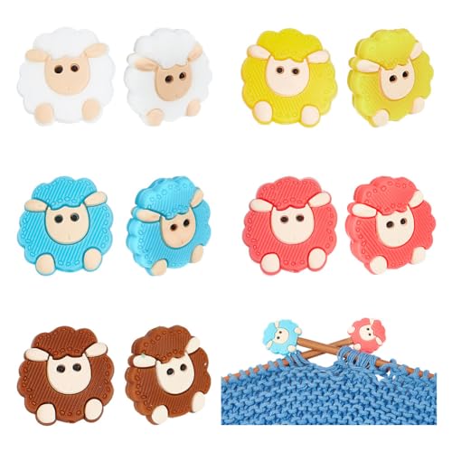 nbeads 10 STK. 5 Farben Schaf-Stricknadel-Stopper, Nadelspitze...