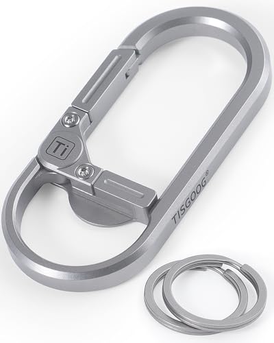 TISGOOG Titanium Carabiner Keychain Clip Minimalist Keychain Key Clip EDC Quick Release Hooks with Bottle Opener Gift for Men (Sliver)