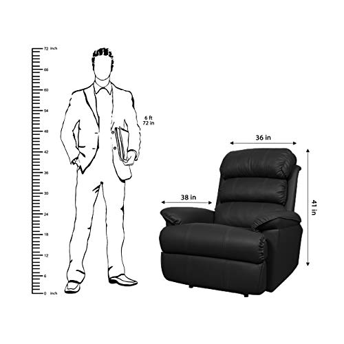 Image of Franklin Recliner, Ultra Comfortable and Durable Ergonomic Single Seat Reclining Sofa, Living Room Recliner Chair with Thickened Padded Arm /Back, Leatherette, Black Color