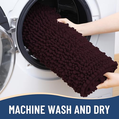 Image of Arotive Luxury Small Bathroom Rugs 24x16, Extra Soft Thick Absorbent Shaggy Chenille Bath Rugs, Machine Wash Dry, Bath Mats for Bathroom Floor, Tub and Shower, Home Decor Accessories, Black Cherry