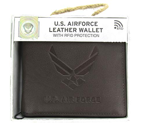 U.S. Air Force Wing Bi-Fold Leather Wallet with RFID Protection - BLACK3