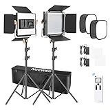 Neewer 2 Packs Advanced 2.4G Video Light, Photography Lighting Kit with Bag, Dimmable Bi-Color LED Panel with 2.4G Wireless Remote, 480 LED Panel Softbox and Light Stand for Portrait Product