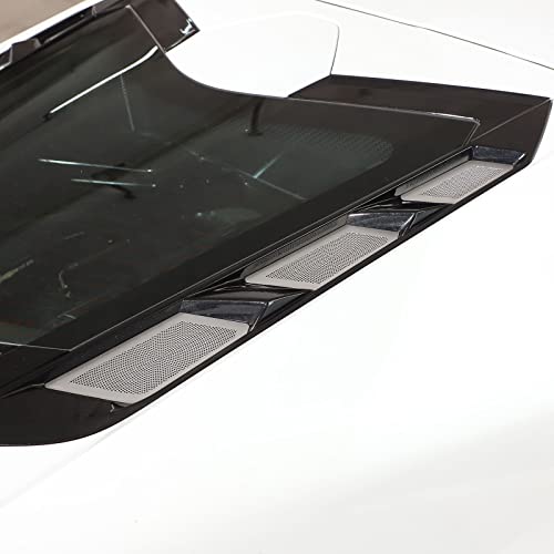 Image of TOYCIDFG Car Craft PerCompatible withated Rear Hood Vent Grille Inserts, Polished Stainless Steel Compatible with C8 Corvette Stingray 2020-2024 (Manual Convertible Version)