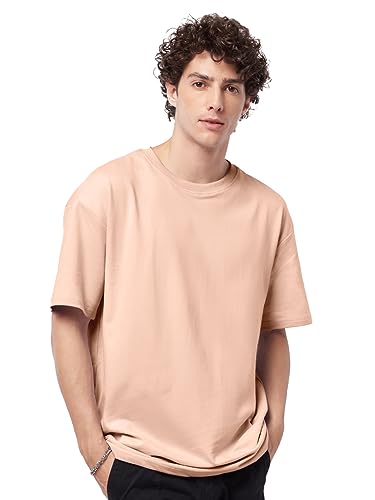 Image of The Souled Store Men Salmon Solid Bomber Neck Polos