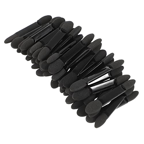 Ipetboom 50Pcs Double Ended Sponge Eyeshadow Makeup Brush Smooth Application for Travel Parties Daily Use Gentle Skin Easy to Use Black Color