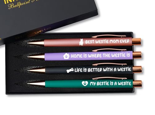 INNObeta Westie Gifts for Women Girls Ballpoint Pen Set of 4 Westie Stuff for Westie Lovers Westie Mum Gifts for Birthdays Christmas