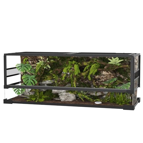 Image of 50 Gallon Reptile Tank, 36 inch x 18 inch x 18 inch ReptileTall Glass Terrarium, Double Hinge Door, Enclosure for Lizard Chameleon Snake,Tropical Rainforest Habitat with Screen Ventilation Top