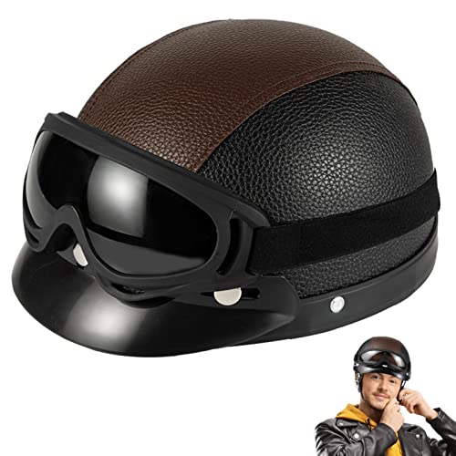 Casco Moto Hombre, 2816 cm Bicicleta Retro para Adultos, Casco Moto Retro Cara Abierta, Medio Casco...