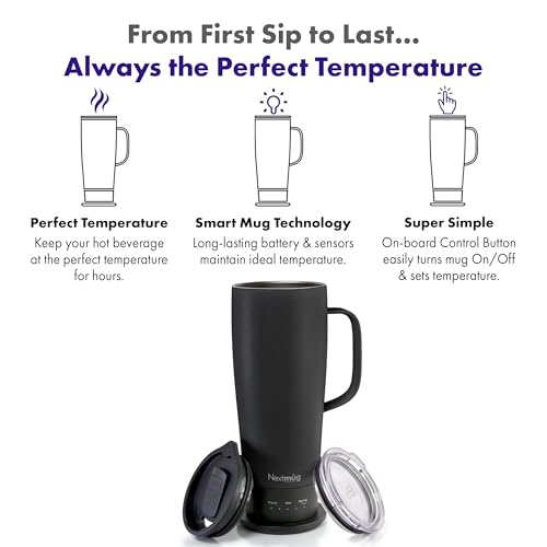 Nextmug Ultra - Temperature-Controlled, Self-Heating Travel Mug (Black - 24 oz.) #1