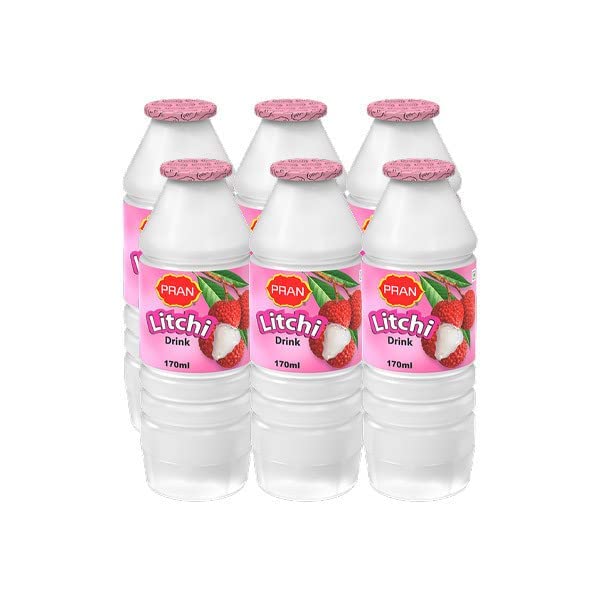Pran Litchi Fruit Drink (pack of 6 by Camcall) Hydration Drink (6x125