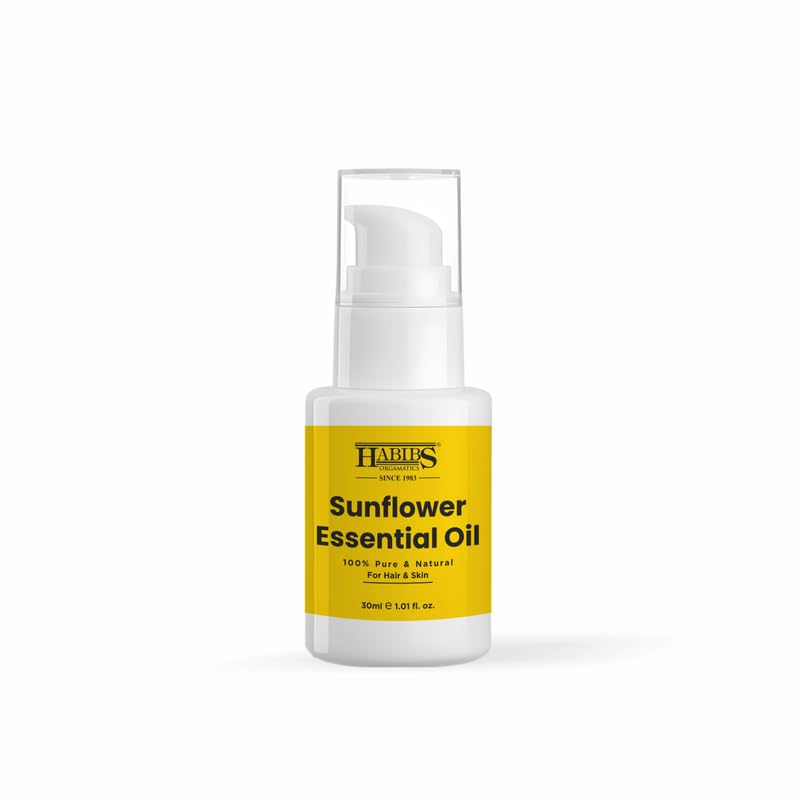 Image of Habibs Orgamatic Pure Sunflower Carrier Oil - 100% Natural, Cold-Pressed for Skin, Hair & Massage 30ML