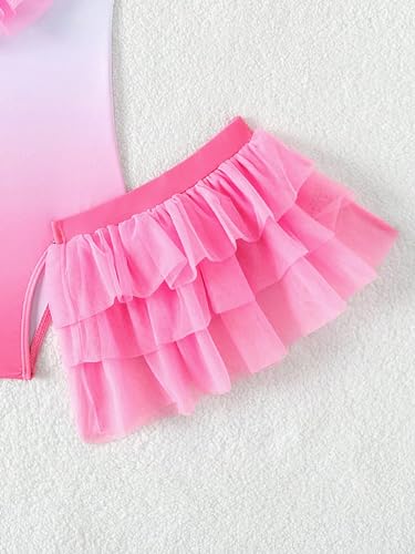 Girl's One Piece Skirted Bathing Suits One Shoulder Ruffle Bathing Suit Adjustable Swimwear4