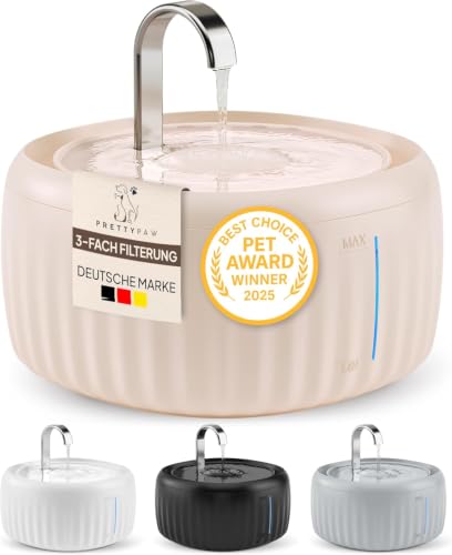 Pretty Paw Katzenbrunnen 3L mit leiser Pumpe, Beige - Aqua Flow – Ansicht 1