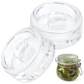 2 Pack Glass Fermentation Weights, 7 cm Wide Mouth Fermentation Jars to Remove Excess Brine for Fermenting Pickles Sauerkraut