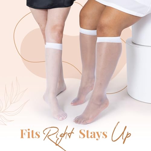 Silky Toes Plus size knee high sheer nylons for women, 6 Pairs socks Queen Trouser stockings for women with wide Calf3