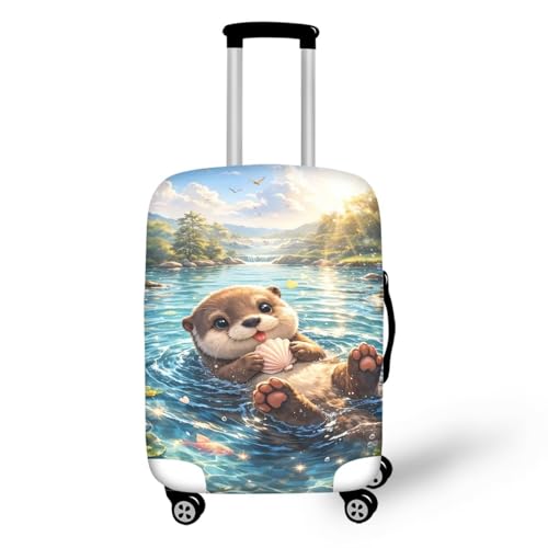 Image of Mumeson Otter Luggage Cover Protector Suitcase Cover Spandex Travel Luggage Cases Fit 18-32 Inch Washable Suitcase Protective