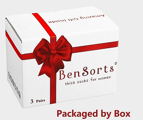 Image of BenSorts Women's Winter Boots Socks Thick Warm Cozy Crew Socks Solid Color Gifts