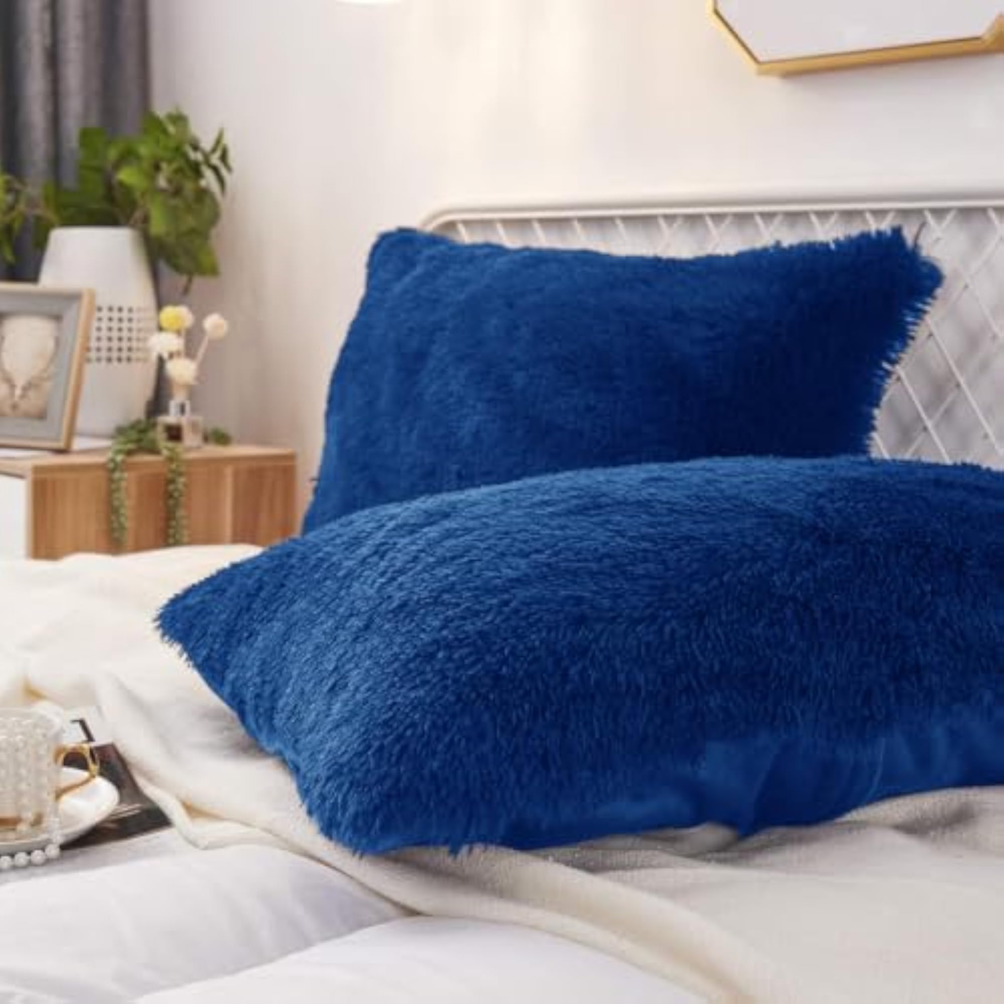 Plush Shaggy Decorative Throw Pillow Covers Set of 2, Gift