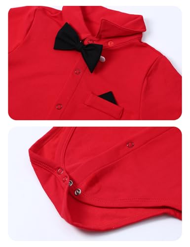 Image of A&J DESIGN Baby Boys Suits Infant Gentleman Formal Wedding Suspenders Outfit with Bowtie